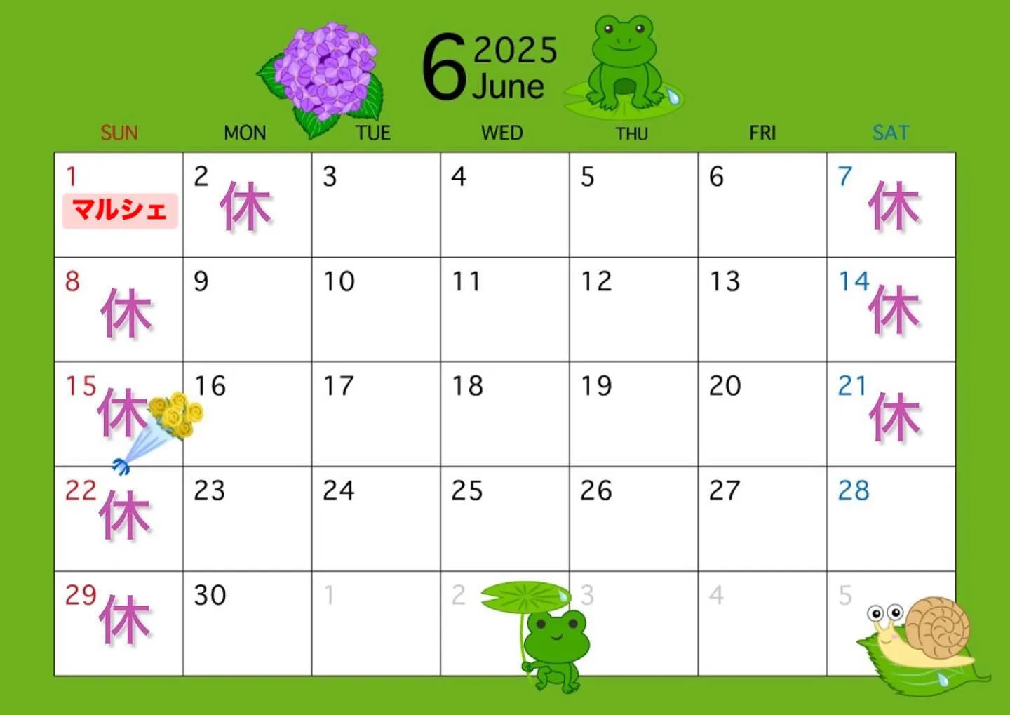 6月の開所日です🐸