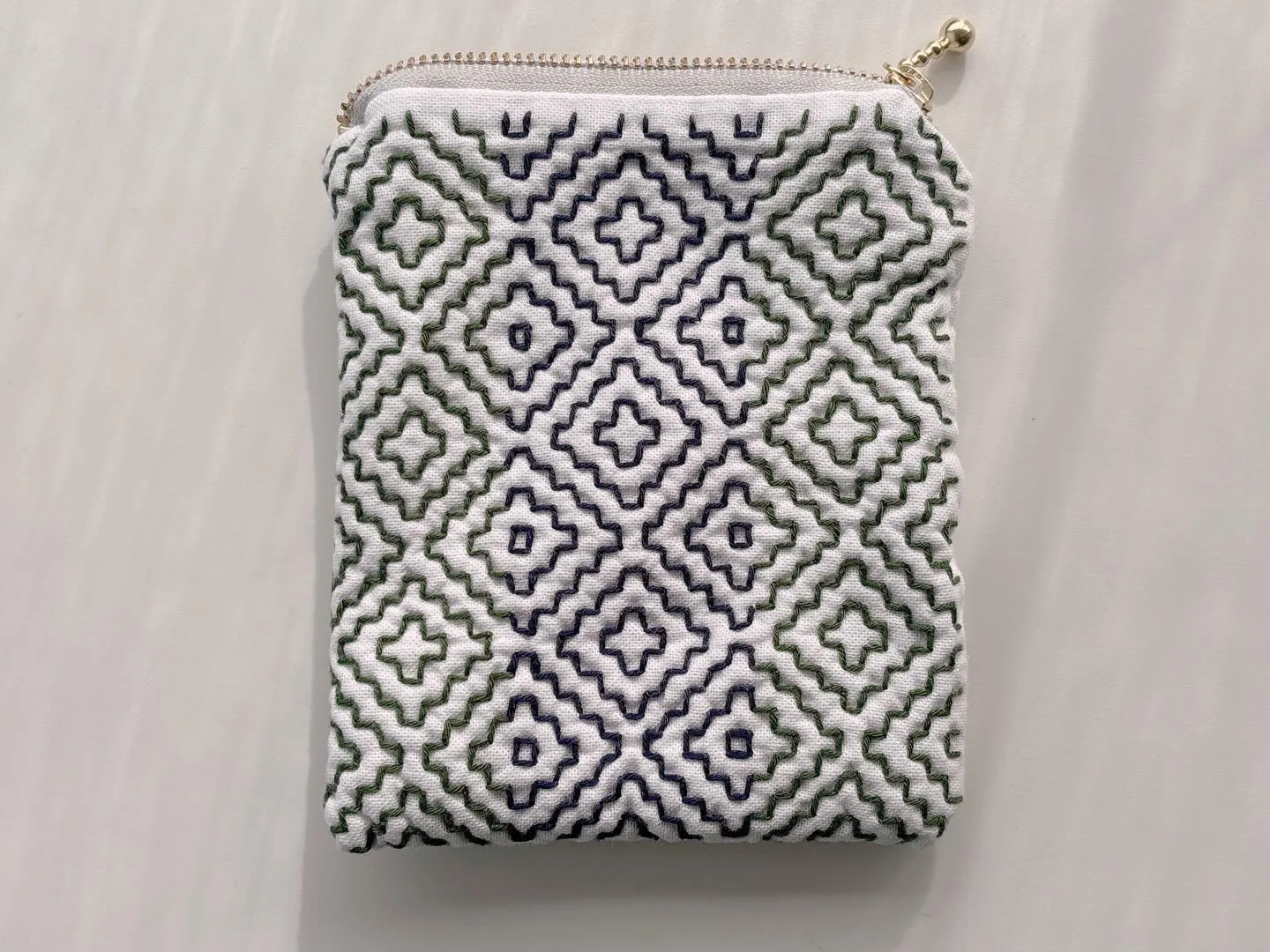 新しい刺し子ポーチが完成しました😌